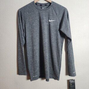 Nike Shirt Mens Small Gray Dri-Fit UPF 40+ Long Sleeve Training Swim Top